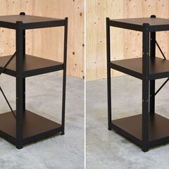 ≪zyt1915ジ限-中≫ IKEA/イケア シェルフユニット BROR/ブロール 幅65cm 奥行55cm 高さ110cm 65x55x110cm スチールラック/3段 黒/ブラック システム収納/おしゃれ/モノトーン 中古家具/宮城県仙台市 70210-08の画像