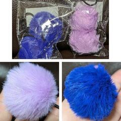 キッズ/フェイクファーボンボンヘアゴム2個セット②（新品）の画像