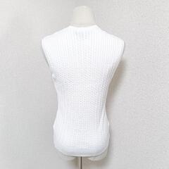 ラルフローレンゴルフ Vネックケーブルニット トップス ホワイト コットン L レディースの画像