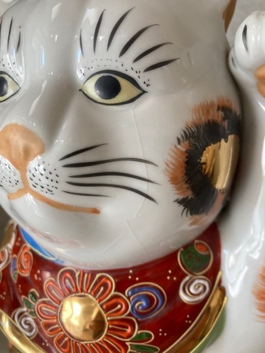 九谷焼　招き猫　アンティーク　三毛猫