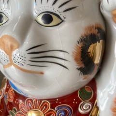 九谷焼　招き猫　アンティーク　三毛猫の画像