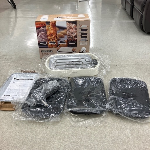 K2502-058 配送不可 DOSHISHA PIERIA 3枚プレート付きホットプレート 未使用品 固定ベルト欠損