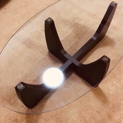 おしゃれな2way 強化ガラス ローテーブル 中古品