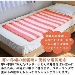 [山善] 電気毛布 敷き 電気敷毛布 (130×80cm) (丸洗い可能) (ダニ対策機能) (温度調節機能) ホワイト×ベージュ YMS-16の画像