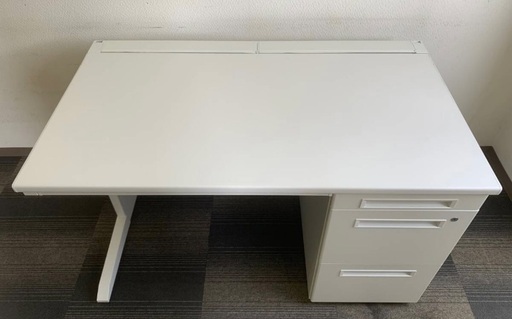 美品 2022年製 事務机 オフィスデスク 片袖 JOIFA 430 W1200 D700 H700 ホワイト スチールデスク 収納デ