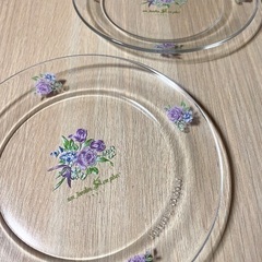 花柄レトロ︎✿ ガラスプレート2枚セット