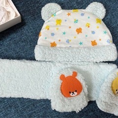 ベビー　ミトン　マフラー　ぼうし　セット　tiny twin bearsの画像