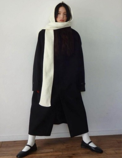 FEKETE オーバーフィットロングステンカラーコート　ブラック