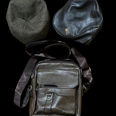 未使用フェイクレザー バッグとハンチング帽　Kamakura hat