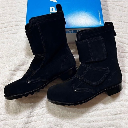 新品✨溶接用 耐熱 耐久　安全靴 25.5㎝　JISマーク付き ブーツタイプ マジックテープ  本革 ベロア ワークシューズ