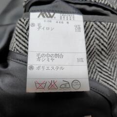 ヘリンボーン グレー ステンカラーコート　カシミア混ウール　A4　極美品　日本製　ロングコート　ツィード　チェスターの画像