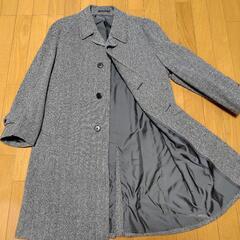 ヘリンボーン グレー ステンカラーコート　カシミア混ウール　A4...