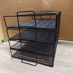 XiaomeiHan　 4段ラック　幅24.5x33.5　高さ6㎝×4段　ファイルシェルフ アイアン多層フォルダー収納ボックスOfficeデスクトップ文房具データ収納ラックファイルデータラック事務用品学生ブックシェフ 書類トレー・レターケースの画像