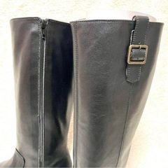 極美品✨　日本製　レザー　ロングブーツ　サイドジッパー　22cmの画像