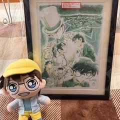 【受渡決定】額入りアート＆コナンぬいぐるみ
