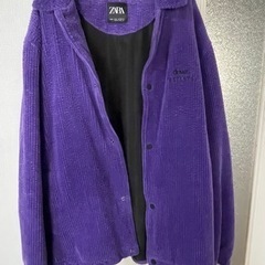 ZARA パープル コーデュロイ ボタン付きジャケット