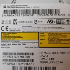 【中古動作確認品】hp　DVD-ROM　DRIVE　SH-116　内蔵DVDドライブ　SATA接続の画像