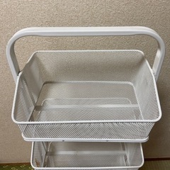 ⑥収納ラック　キャスター付　　ホワイト　3段ラックの画像