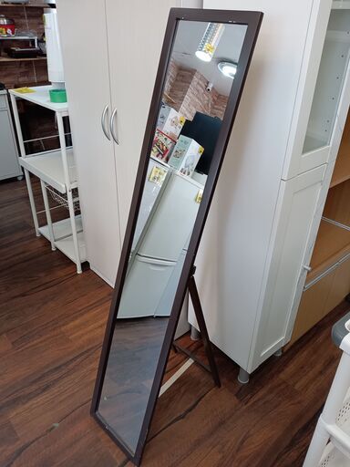 スタンドミラー　ブラウン　スリム　鏡　姿見　サイズ（約）幅30×奥3×高150　　■近隣配送無料 買取GO‼　栄和店
