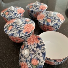 蓋付き湯呑みセット　絵皿の画像