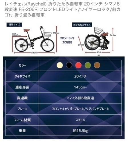 Raychell 折りたたみ自転車20インチ