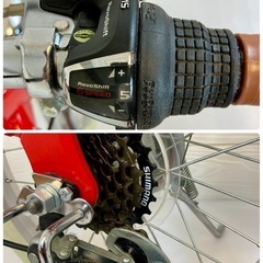 ◆ 自転車　シマノ製 6段変速ギア ダルマ自転車 レッド シマノ製 6段変速ギア ダルマ自転車 レッド ホワイトタイヤ 前輪