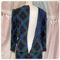 ꒰Jujin Plaxa COUTURE꒱マルチチェック柄ワンピース 絹100%の画像