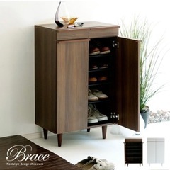 【対応中】靴箱　収納棚　ブラウン　可動棚　引き出し　シューズボックスの画像