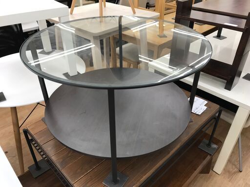 ★ジモティ割あり★  丸テーブル ブラック H45×W75×D75 クリーニング済み KJ8419
