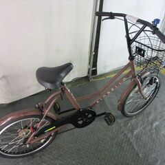 E94★　11800円★　ミニベロ中古自転車 ブラウン　カゴ付き【20インチ 】の画像