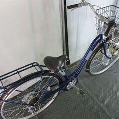 E104★限定特価★ 中古自転車 【27インチ　軽快車　ブルー　6段　LEDオートライト 】の画像