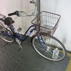 E104★限定特価★ 中古自転車 【27インチ　軽快車　ブルー　6段　LEDオートライト 】の画像
