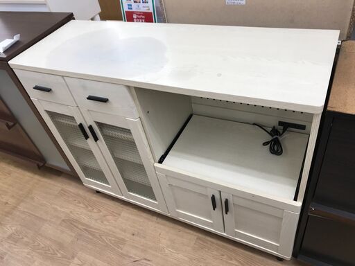 ★ジモティ割あり★  レンジ台 ホワイト H94×W120×D42 クリーニング済み KJ8432
