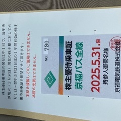 京福バス株主優待券