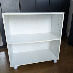 カラーボックス（白、2段、キャスター付き）