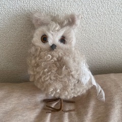 ニトリ フクロウ 置物 クリーム色 H約15cm W約14cm