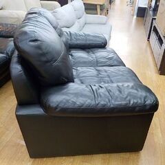 ① 2人掛けソファ レザー ブラック 幅167㎝ 座面本革仕様 2