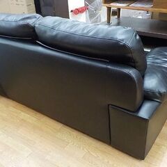 ① 2人掛けソファ レザー ブラック 幅167㎝ 座面本革仕様 2