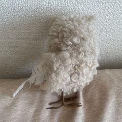 ニトリ フクロウ 置物 クリーム色 H約15cm W約14cmの画像