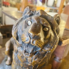 【武蔵小山店】  オブジェ　ライオン　ブロンズ　銅像　像　台付　検）　lion blass interior vintage  antique の画像
