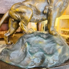 【武蔵小山店】  オブジェ　ライオン　ブロンズ　銅像　像　台付　検）　lion blass interior vintage  antique の画像