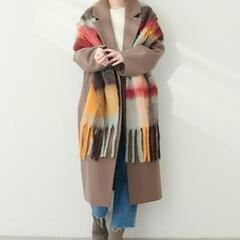 ほぼ未使用！！☆natural couture★起毛フェイクウールチェックマフラーの画像