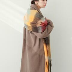 ほぼ未使用！！☆natural couture★起毛フェイクウールチェックマフラーの画像