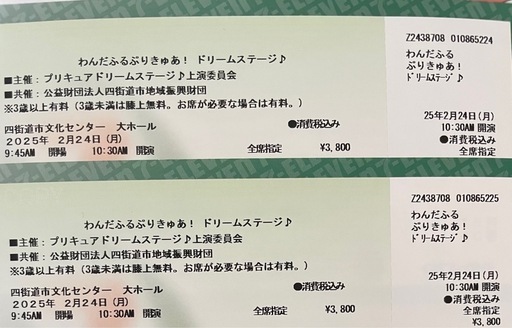 わんだふるぷりきゅあ！ドリームステージ　チケット2連番