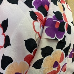 卒業式用二尺袖　 LL 薄桃色に大輪の椿　used美品　の画像