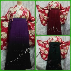 卒業式用二尺袖　赤に桜ブーケL used品　訳ありセールの画像