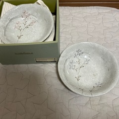 未使用品 
織部焼 五草花煮物鉢揃 5枚