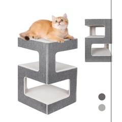 キャットタワー　グレー　据え置き　小型　H60cm 猫タワー 爪とぎ