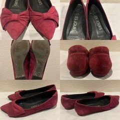 【4足セット】22.5〜23㎝　パンプス　ペタンコ　結婚式　スウェード　まとめ売りの画像