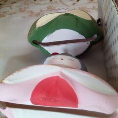 美品! 小さな可愛い土鈴の雛人形　高さ約8.5cm～9.5cm　箱付きの画像